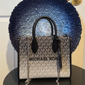 Michael Kors Monogram Black and Gray Satchel Crossbody